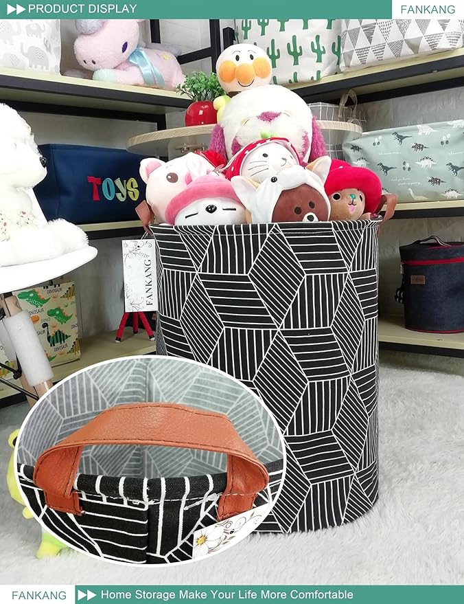 FANKANG Storage Basket, Nursery Hamper Canvas Laundry Basket Foldable - Image 5