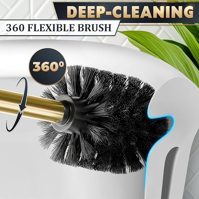 2 PCS Gold Toilet Brush and Holder Set - Image 7