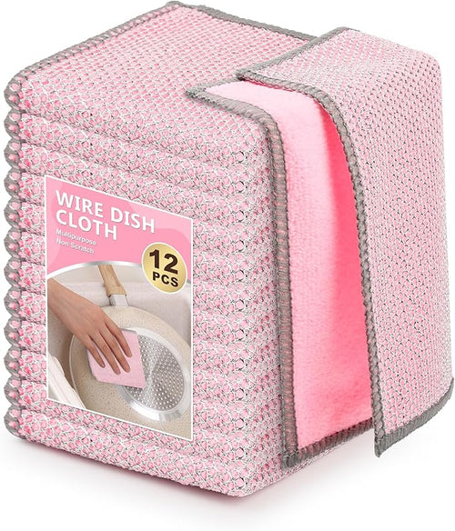 12Pack Upgrade Multipurpose Wire Dishwashing Rags, Dual-Side Non Scratch Wire by WYDZKJ