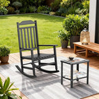 5 Piece Outdoor Rocking Bistro Set, Rocking Chairs Outdoor Furniture, Resin Waterproof Sun-Proof Patio Furniture Set for Garden, Pool, Backyard（5, Black） - Image 4