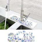 Watercolor Floral Butterfly Sink Faucet Absorbing Mat Sink Splash Guard Faucet - Image 4