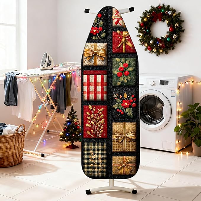 Nuxovilar Ironing Board Cover Winter Gift Boxes Pattern Polyester 15x54 Inches - Image 2