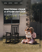 KINGYES Oversized Outdoor Rocking Chair Set of 2, All-Weather Patio Rocking Chairs for Porch, HDPE Outdoor Patio Rockers with High Back & Wide Seat for Garden, Lawn, Black - Image 6