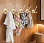 Gold Wall Hooks, 5 Pack Coat Robe Hook Heavy Duty Metal Double Bath Hook Wall - Image 3