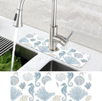 Marine Seashell Seahorse Coral Kitchen Sink Splash Guard Mat Absorbent Fast - Image 4