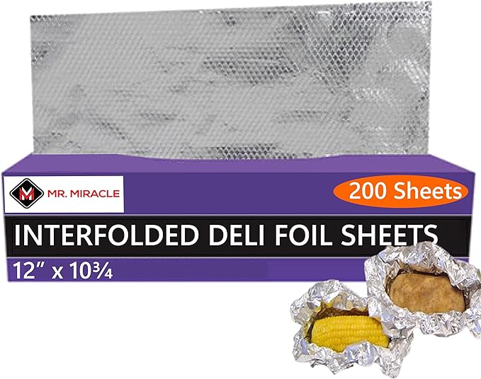 Box of 200 - Pre-Cut 12" Aluminum Foil Sheets - 12x10" Extra Wide & - Image 9
