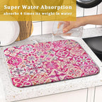 Pink Mexican Tiles Dish Drying Mat Absorbent Microfiber Dish Drying Pad - Image 7