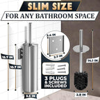 Silver Modern Toilet Brush and Holder Set - Image 2