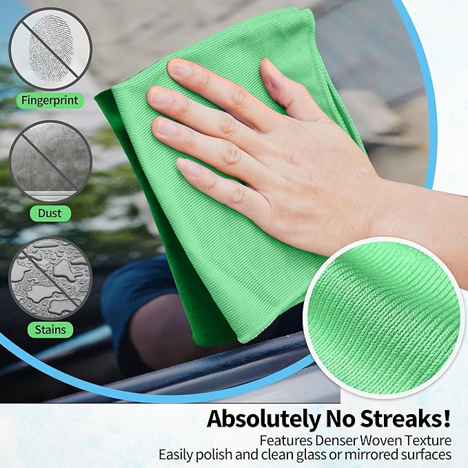 HOMERHYME Microfiber Cleaning Cloth, 12 Pack Window Glasses Cleaning Cloth - Image 3