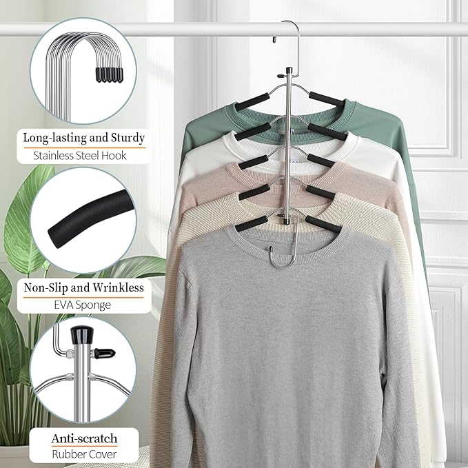 Clothes Hangers Space Saving Shirt Organizer, Non Slip Multi Shirt Hangers - Image 6