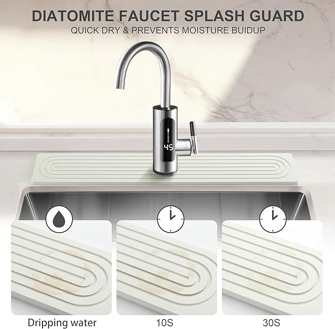 Faucet Mat for Kitchen Sink, Diatomite Fast Drying Stone Sink Tray, Super - Image 2