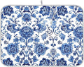 Blue White Porcelain Peony Dish Drying Mat by Wamika