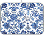 Blue White Porcelain Peony Dish Drying Mat by Wamika
