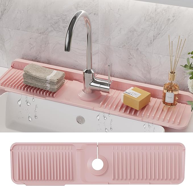 WAFT YEARN 24X5 Inch Silicone Durable Faucet Mat Kitchen Sink Splash Guard by WAFTYEARN