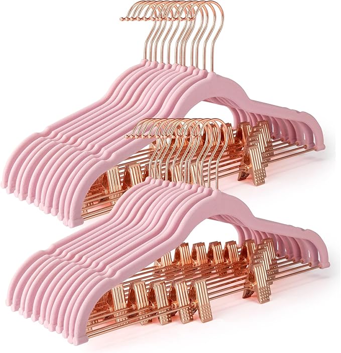 HOUSE DAY Velvet Skirt Hangers 24 Pack, Non Slip Pants Hangers by HOUSEDAY