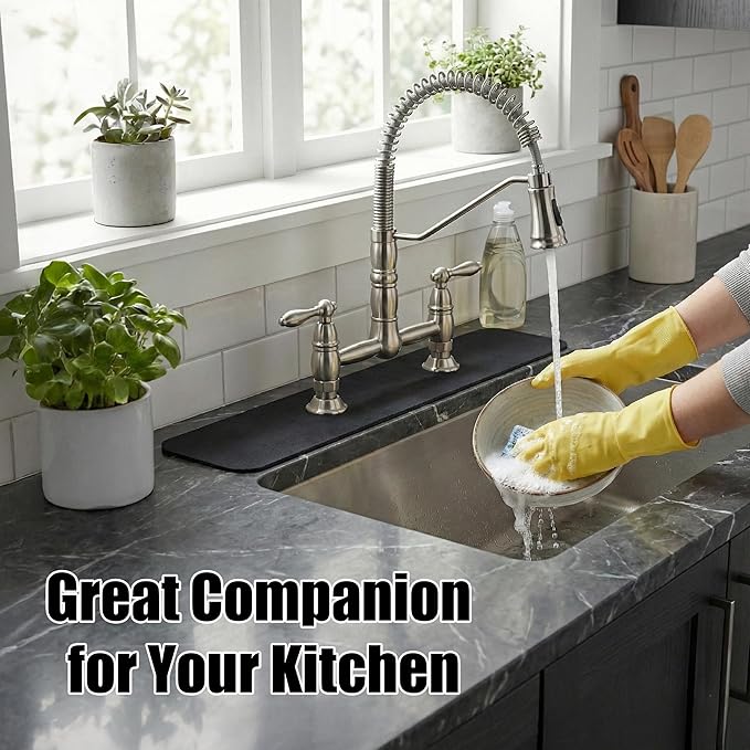 Faucet Mat for Kitchen Sink 2 Holes: 23.5’’Lx4.5’’W Splash Guard Fits 8 Inch - Image 4