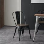Nazhura Metal Dining Chair Farmhouse Tolix Style for Kitchen Dining Room Café Restaurant Bistro Patio, 18 Inch, Stackable, Waterproof Indoor/Outdoor (Sets of 4) (Black with Wood Padding) - Image 6
