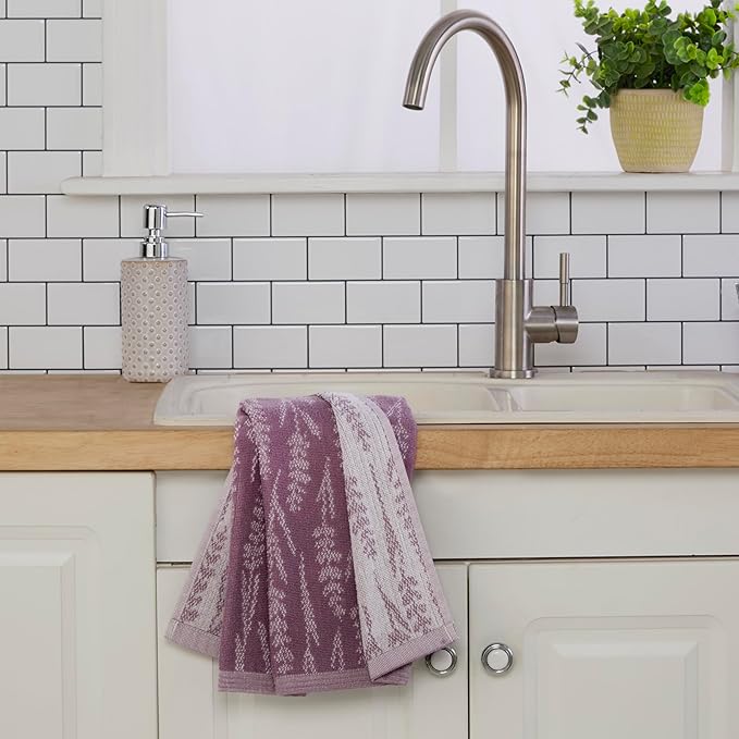 SKL Home Lavender Silhouette 100% Cotton Jacquard 2pc Hand Towel Set, - Image 3