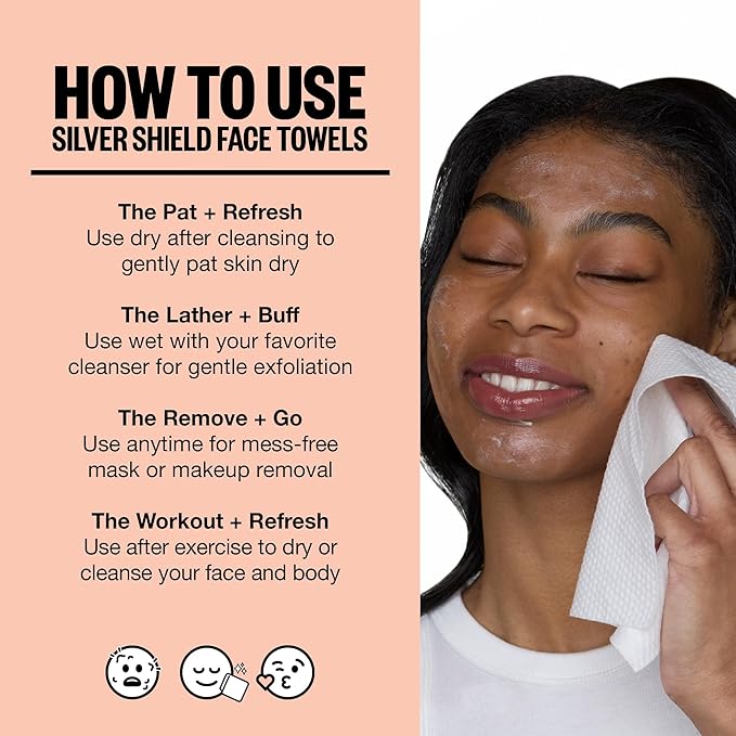 PEACE OUT Silver Shield Face Towels, Disposable Facial Towels - Image 6