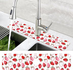 Watercolor Strawberry Kitchen Sink Splash Guard Absorbent Fast Drying Mat - Image 4