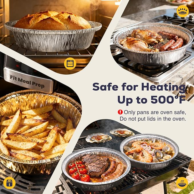 Fit Meal Prep 50 Pack 7" Round Aluminum Foil Pans - Image 5