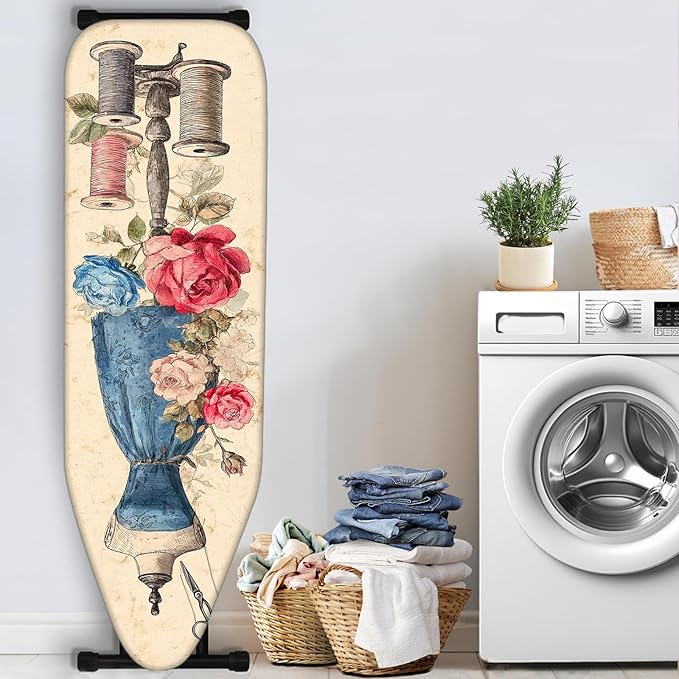 Nuxovilar Vintage Sewing Elements Ironing Board Cover& Floral Design, This - Image 3