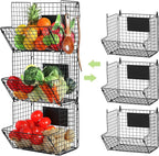 X-cosrack Metal Wire Basket Wall Mount, 3 Tier Wall Storage Basket Organizer by X-cosrack