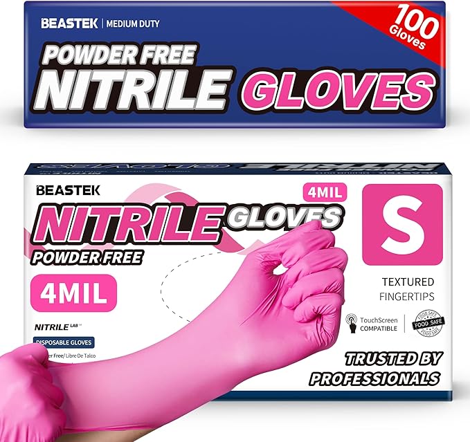 Beastek Nitrile Disposable Exam Gloves, 4Mil 100Ct Powder-Free Latex-Free by Beastek