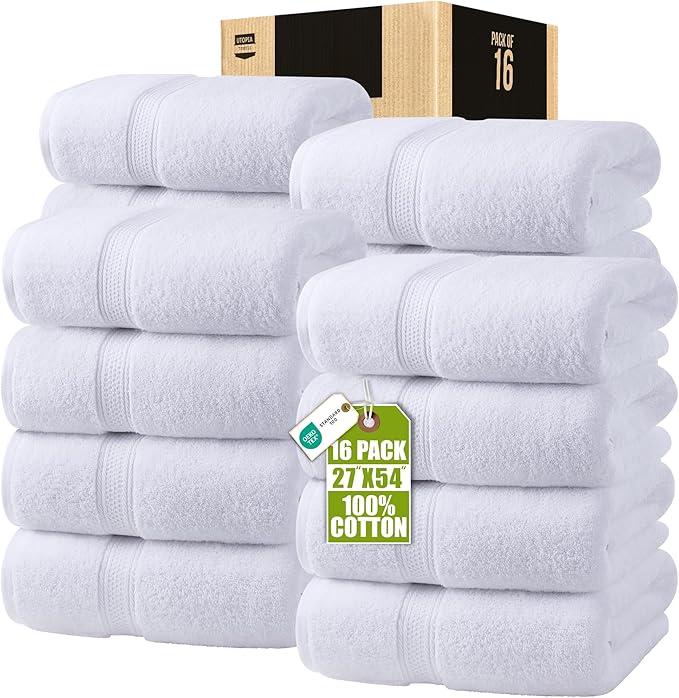 Utopia Towels 16 Pack Premium Bath Towels Set, 27 by 54 Inches, 100% Ring Spun by UTOPIATOWELS