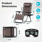 Homall Zero Gravity Chair Patio Folding Lawn Outdoor Lounge Gravity Camp Reclining Lounge Chair with Cup Holder Pillows for Poolside Backyard and Beach Set of 4 (Brown) - Image 3