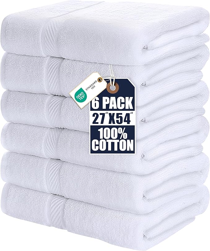 Utopia Towels 6 Pack Bath Towel Set, 500 GSM 100% Ring Spun Cotton Medium by UTOPIATOWELS