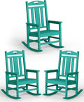 Ciokea Oversized Outdoor Rocking Chairs Set of 3, 380lbs Heavy-Duty Large Patio Rocker, High Back Cozy Porch Chairs, Weather Resistant Patio Rocking Chairs for Outside, Fire Pit, Deck, Aruba Blue by CIOKEA
