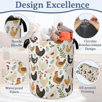 Rooster Hen Chick Laundry Basket, Foldable Waterproof Oxford Cloth Tote Bag - Image 4