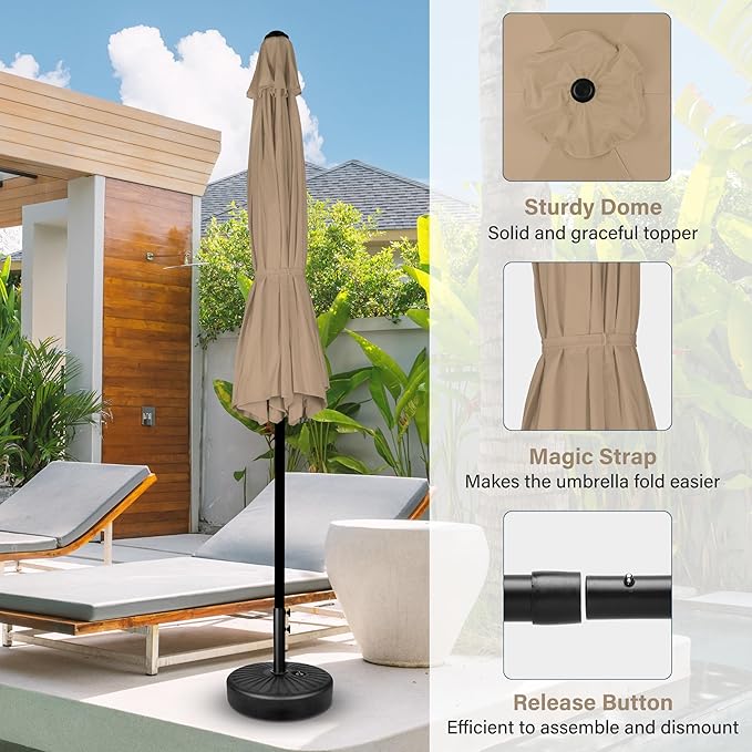 Simple Deluxe 9' Patio Umbrella Outdoor Table Market Yard Umbrella with Push Button Tilt/Crank - Image 4