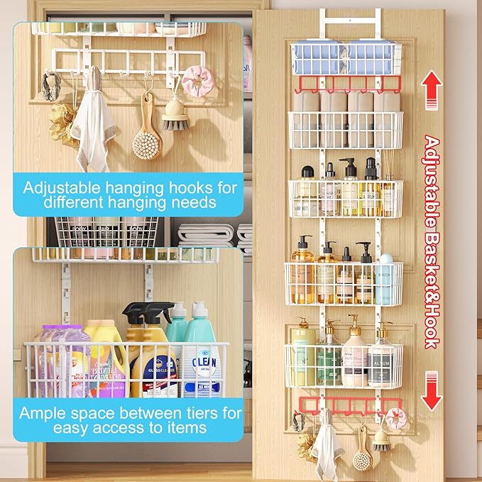 Adjustable Over The Door Organizer, Metal Hanging Door Organizer - Image 6