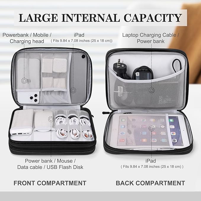 FYY Electronic Organizer, Extra Large Travel Cable Organizer Bag Pouch Portable - Image 3