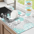Findosom 2PCS 16" x 24" Dish Drying Mat & 24" x 5.5" Sink Splash Guard by Findosom