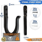 Railroad Spike Cast Iron Hooks Two Mounting Holes - Image 2