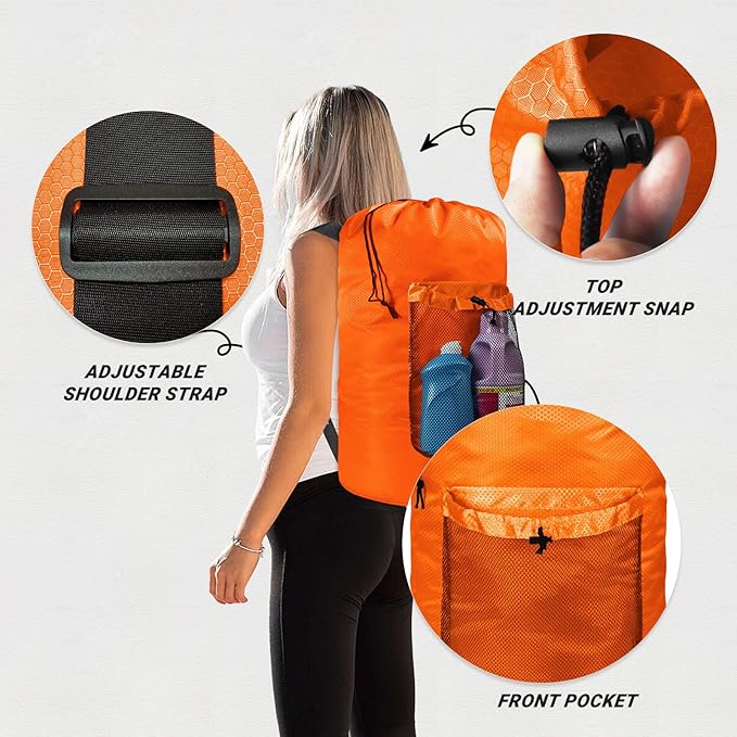 Laundry Bag with Shoulder Straps and Mesh Pocket Laundry Backpack Large - Image 3