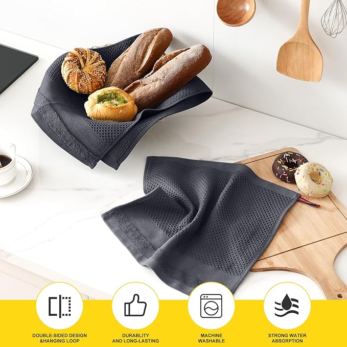 Homaxy Kitchen Towels and Dishcloths Set, 12 x 12 and 13 x 28 Inches, Super - Image 3