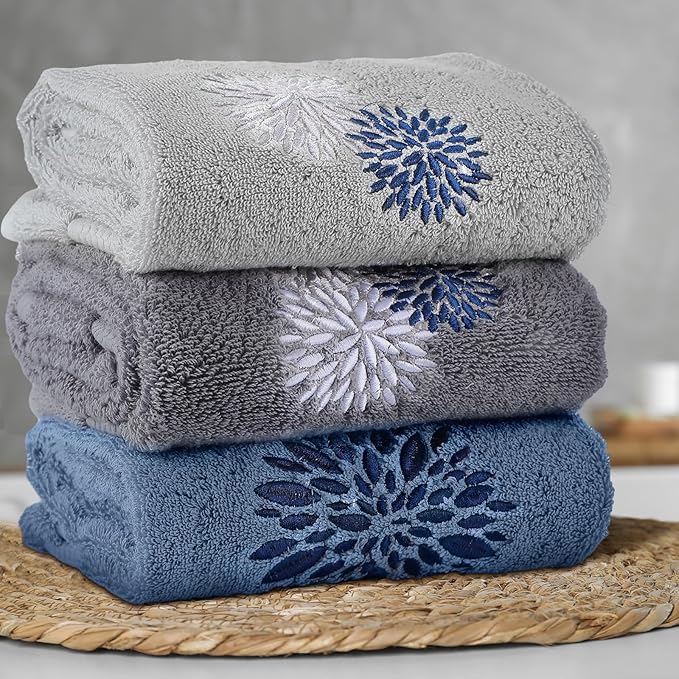Dahlia Flower Hand Towels Farmhouse Bathroom Towels 14x29 Inch Embroidered - Image 5