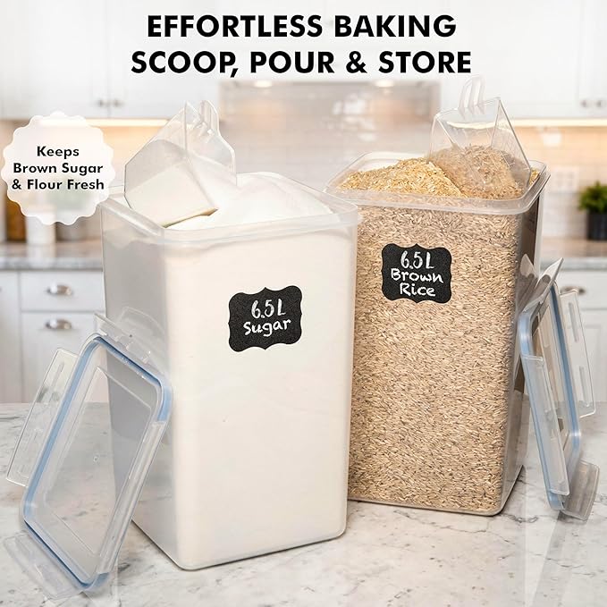 WHITE FEATHER SUPPLIES 2 PC Large Flour Sugar Storage Containers - Image 4