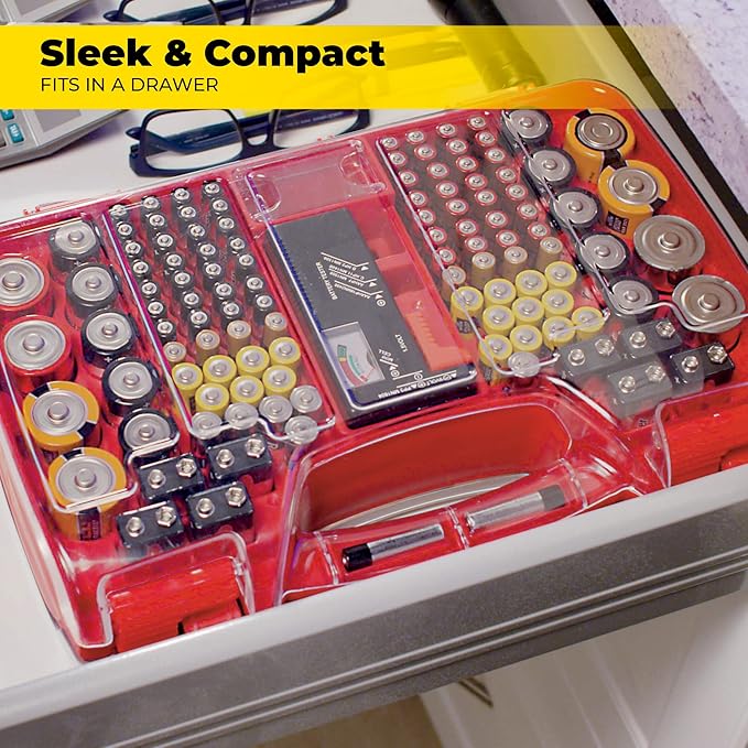 Ontel Battery Daddy Storage & Organizer Case w/Tester, Stores & Protects Up to - Image 3