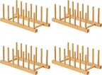 HBlife 4pcs Bamboo Dish Plate Bowl Cup Book Pot Lid Cutting Board Drying Rack by HBlife