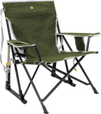 GCI Outdoor Kickback Rocker Camping Chair | Portable Folding Rocking Chair with Durable Armrests, Drink Holder & Relaxed Lowered Seat for Comfort — Loden Green by GCIOUTDOOR