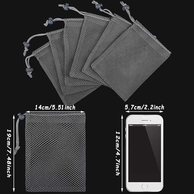 TecUnite 10 Pcs Mesh Bags Drawstring Laundry Bags Large Nylon Mesh Gift - Image 3
