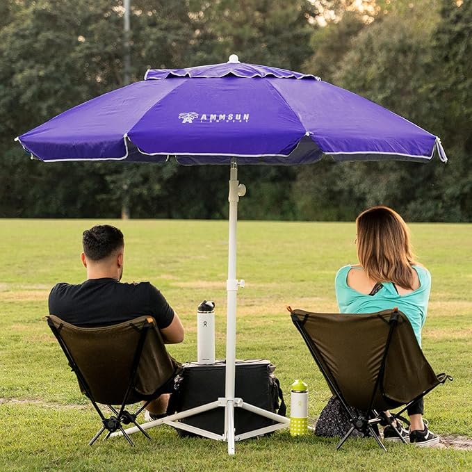 AMMSUN Shade Umbrella, Premium Portable Umbrella with Stand, 6.5ft Lightweight Free Standing Canopy for Sporting Games, Adjustable Instant Sun Protection and Easy to Carry, Purple - Image 2