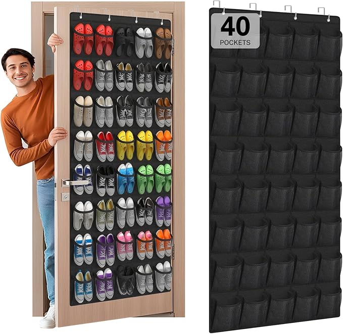 Over the Door Shoe Organizer, 40-Pocket Hanging Shoe Rack by Unknown