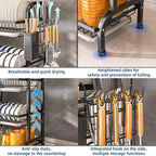 Dish Drying Rack 3 Tier Large Capacity Kitchen Dish Draining Rack Countertop - Image 5