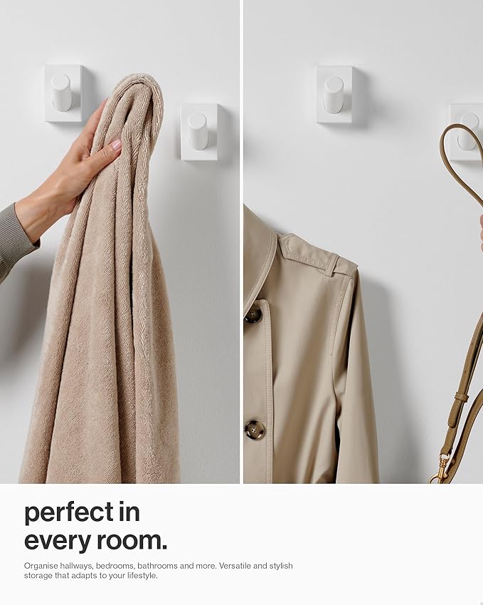 LARHN White Wall Hooks, Wall Mounted Coat Hooks - Image 5